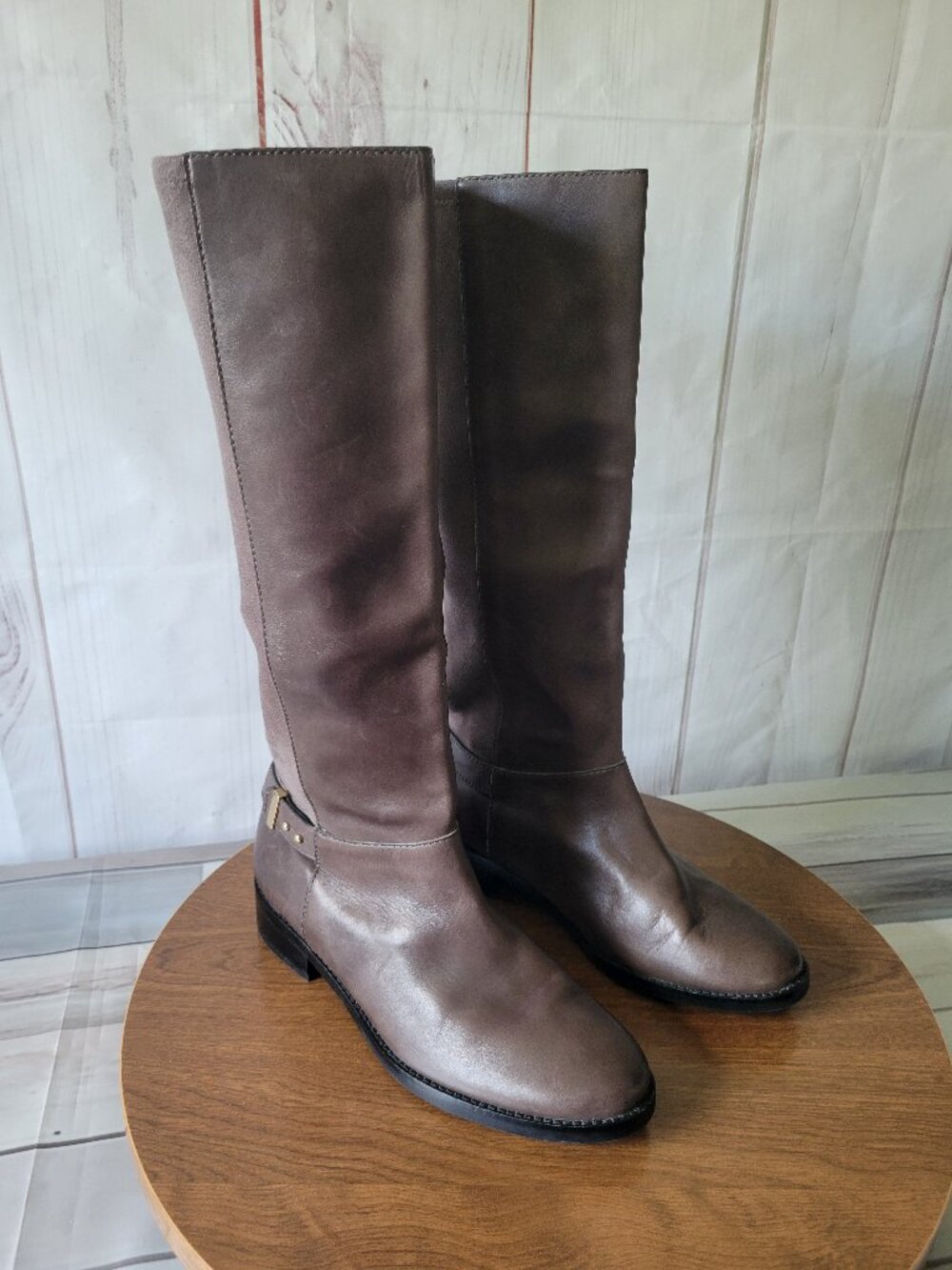 Cole Haan Women’s Sz9 Alder Brown (Gray) Leather/Suede Tall Knee-High Boots